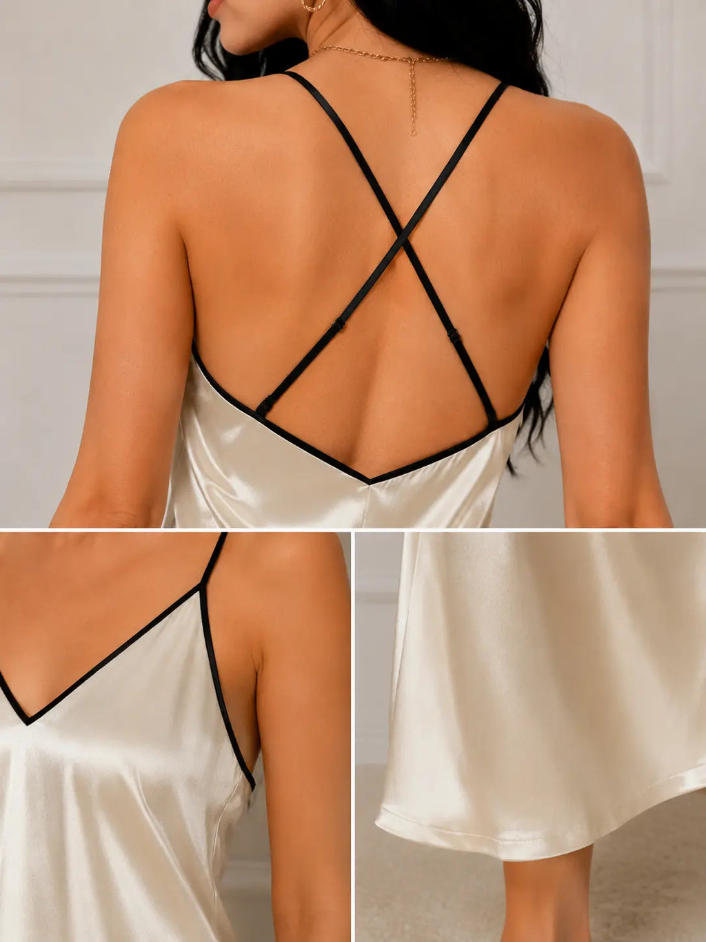 Nuisette satin longue avec kimono femme