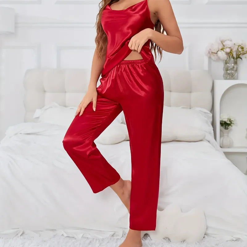 pyjama satin rouge vif