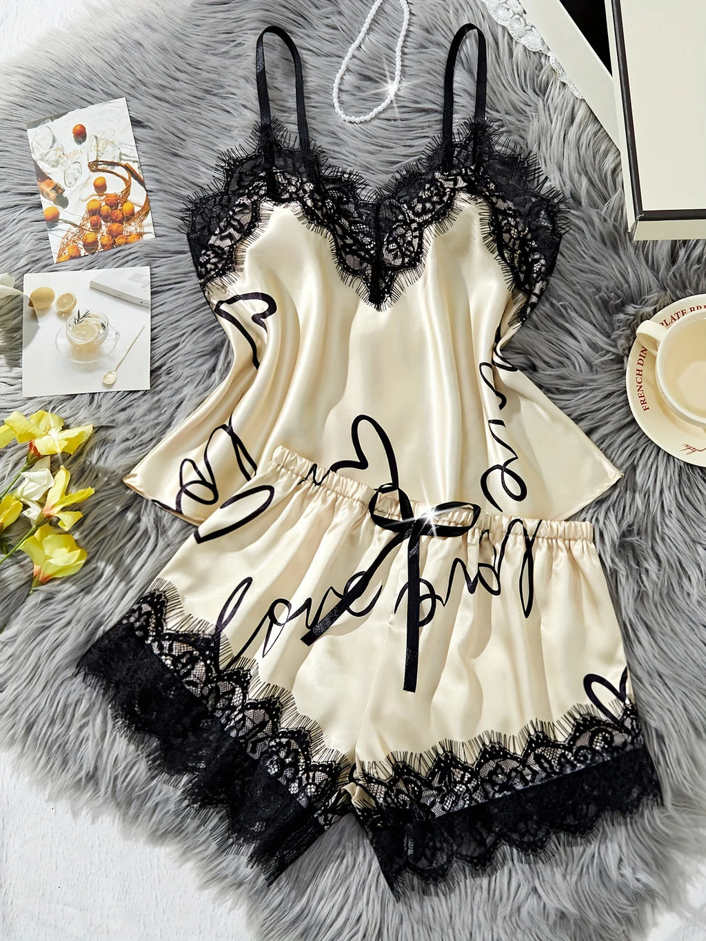Pyjama satin femme débardeur et short
