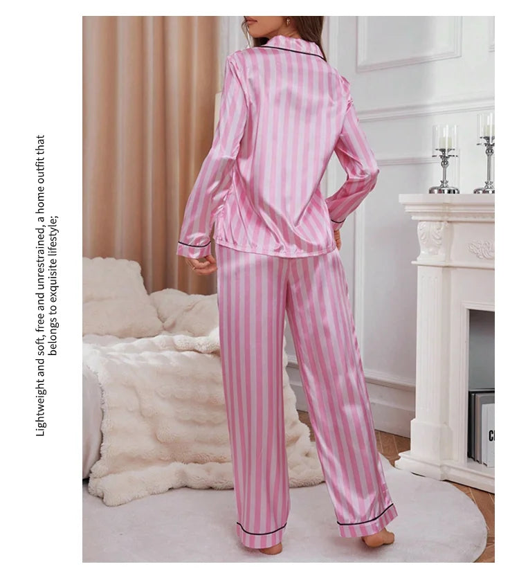 Pyjama Satin Rayé Femme