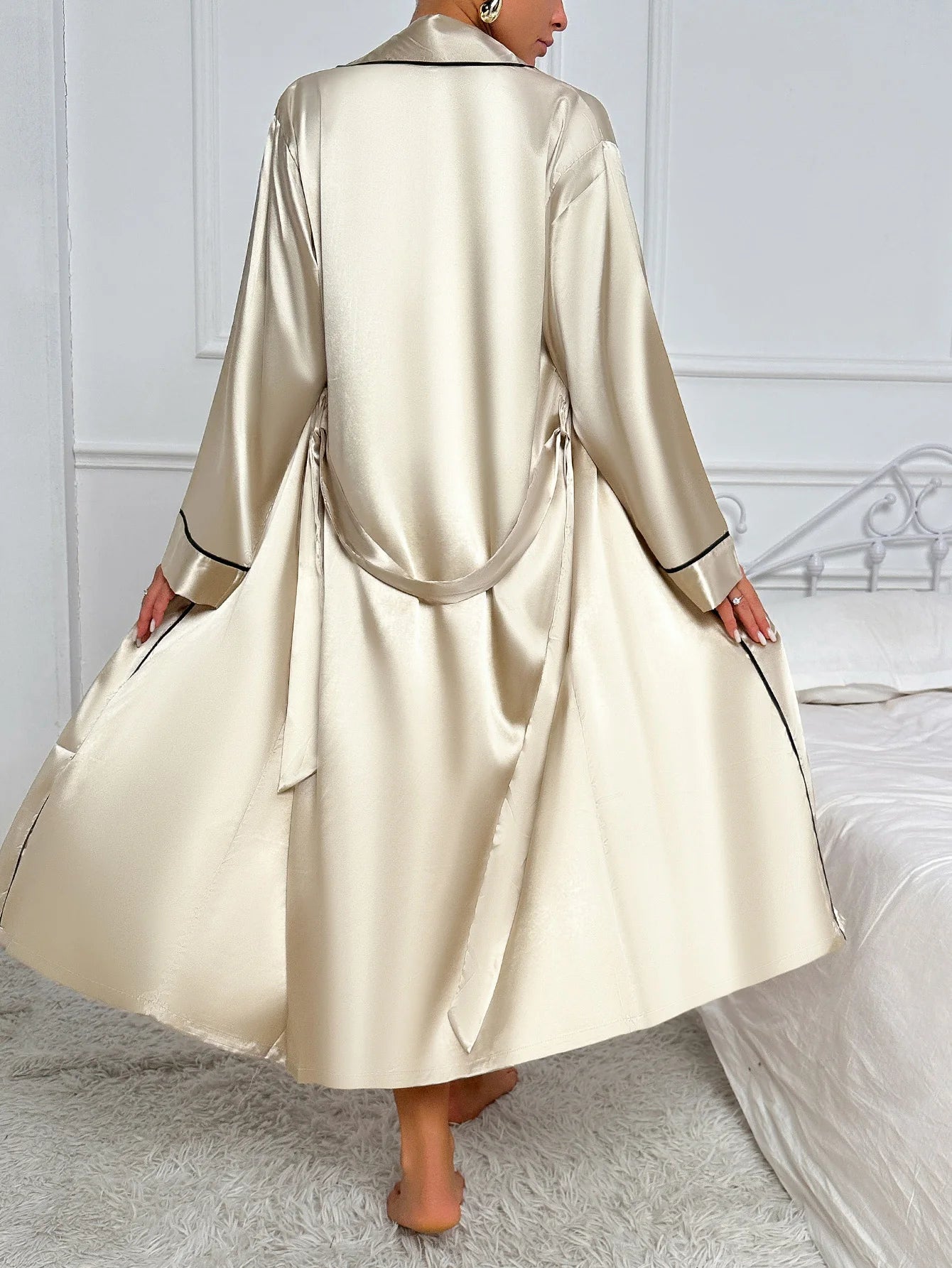 Nuisette satin longue avec kimono femme