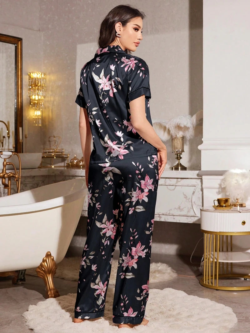 Pyjama Satin Femme Effet Léger Sur Le Corps