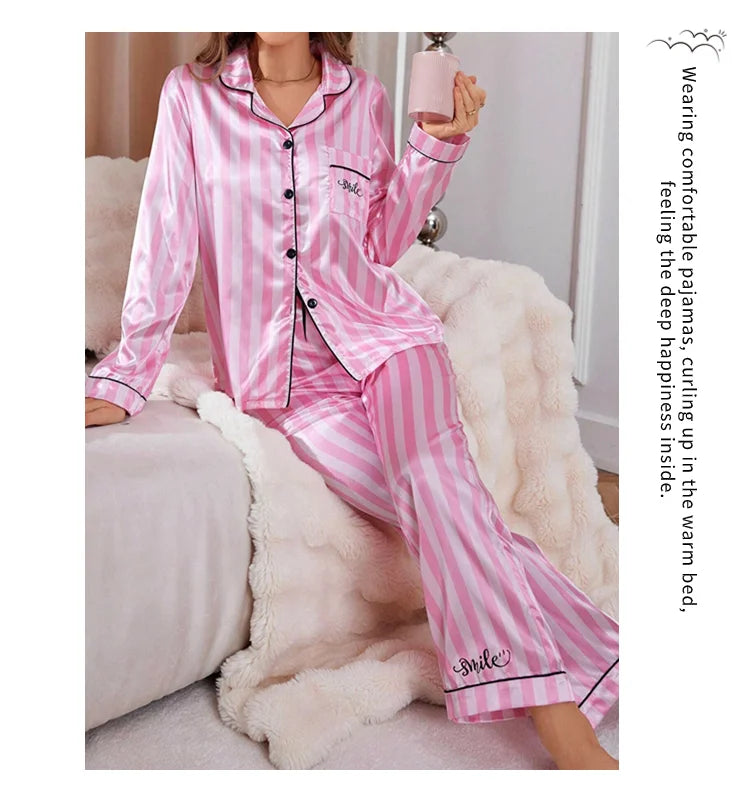 Pyjama Satin Rayé Femme