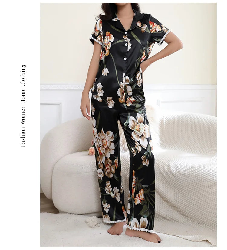 Pyjama Satin Sexy Femme Sensation Peau Nue