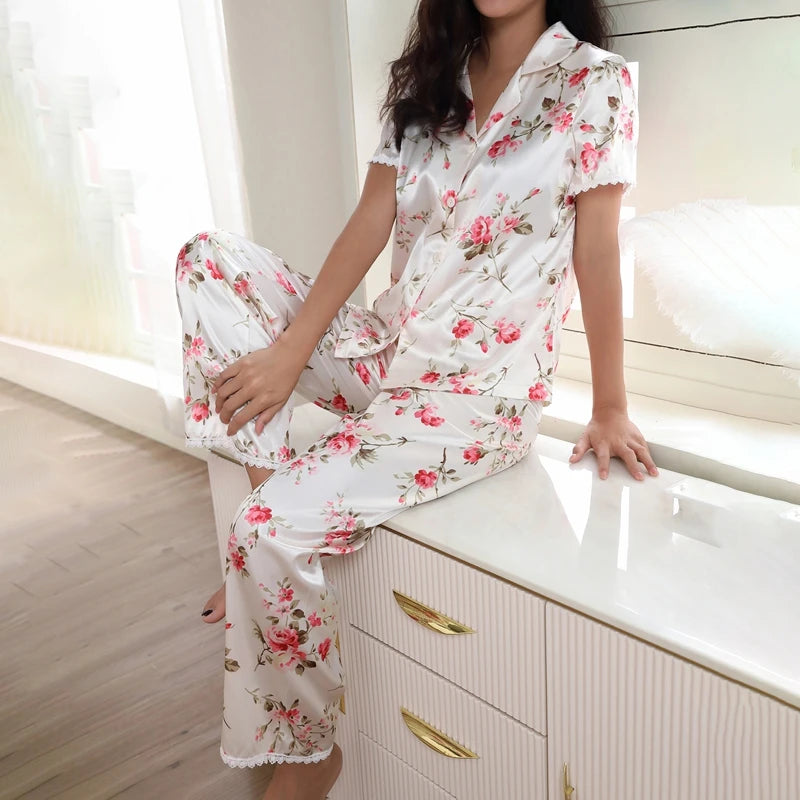 Pyjama Satin Sexy Femme Agréable à Porter La Nuit