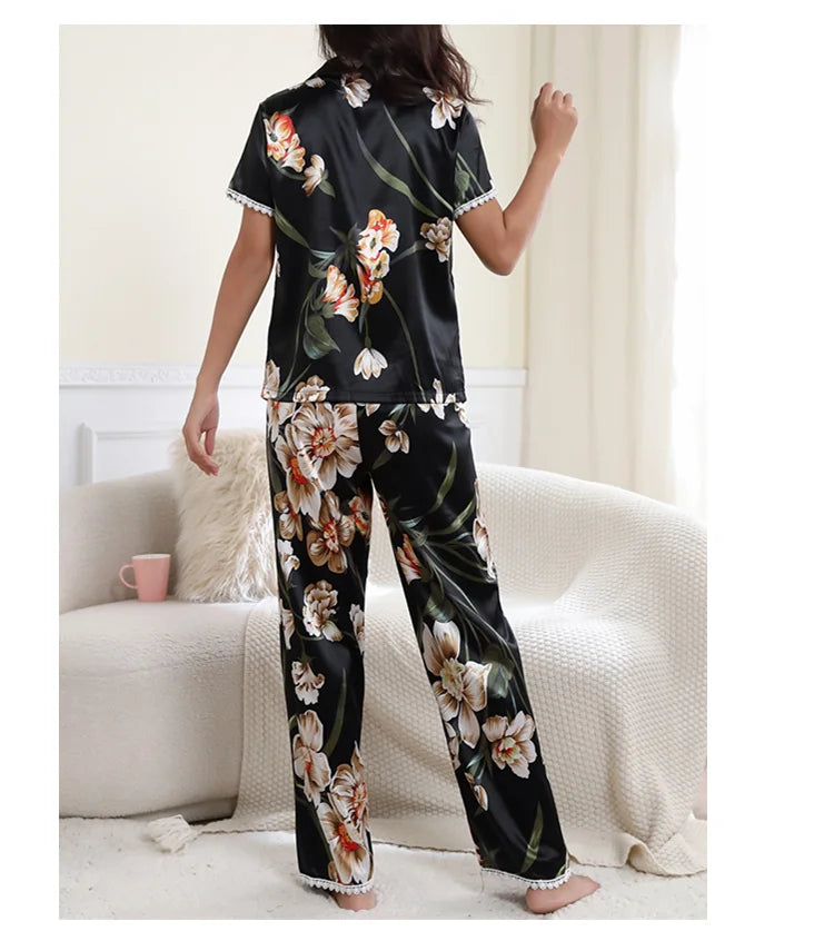 Pyjama Satin Sexy Femme Sensation Peau Nue