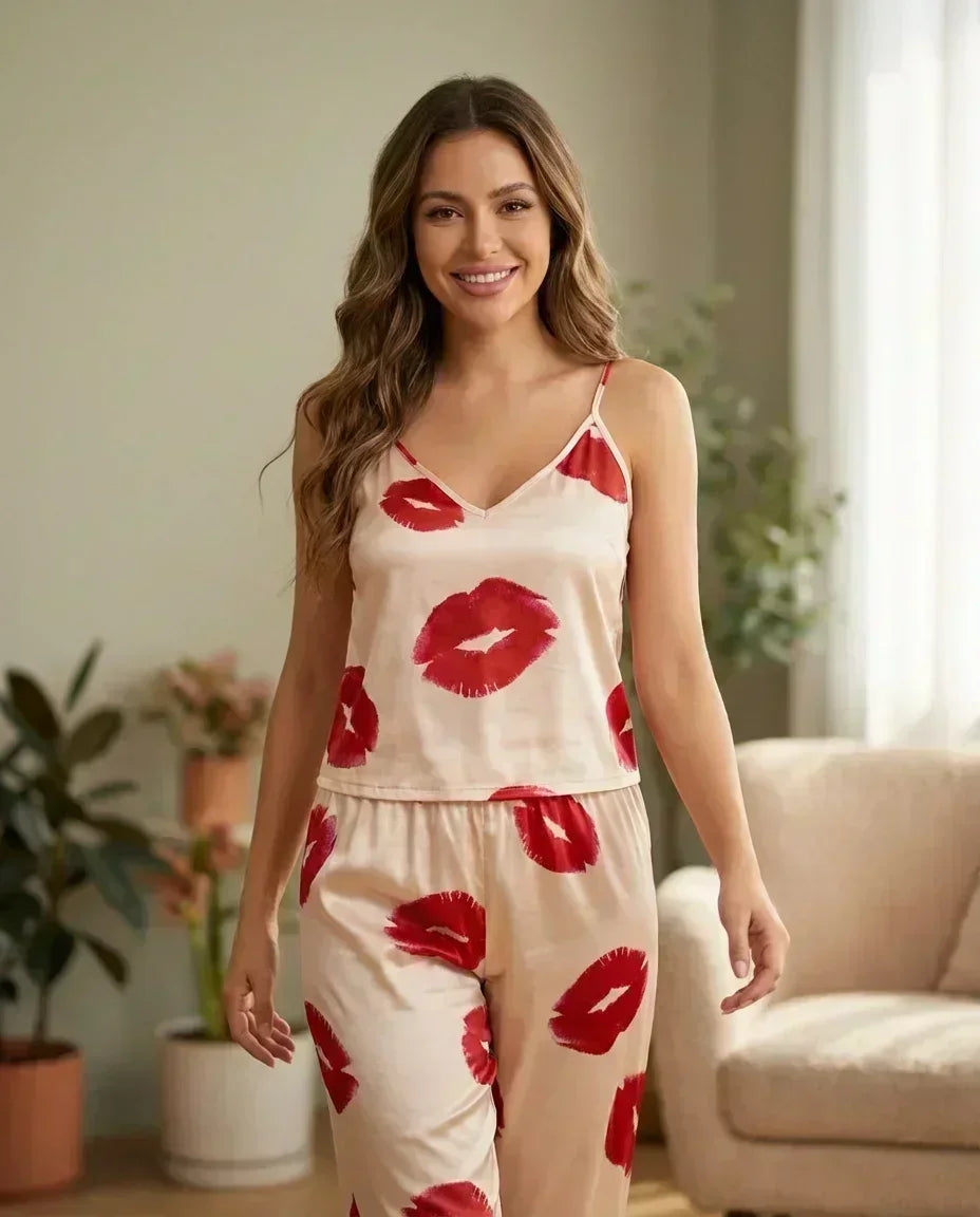Pyjama Satin Femme Pour La Saint-Valentin