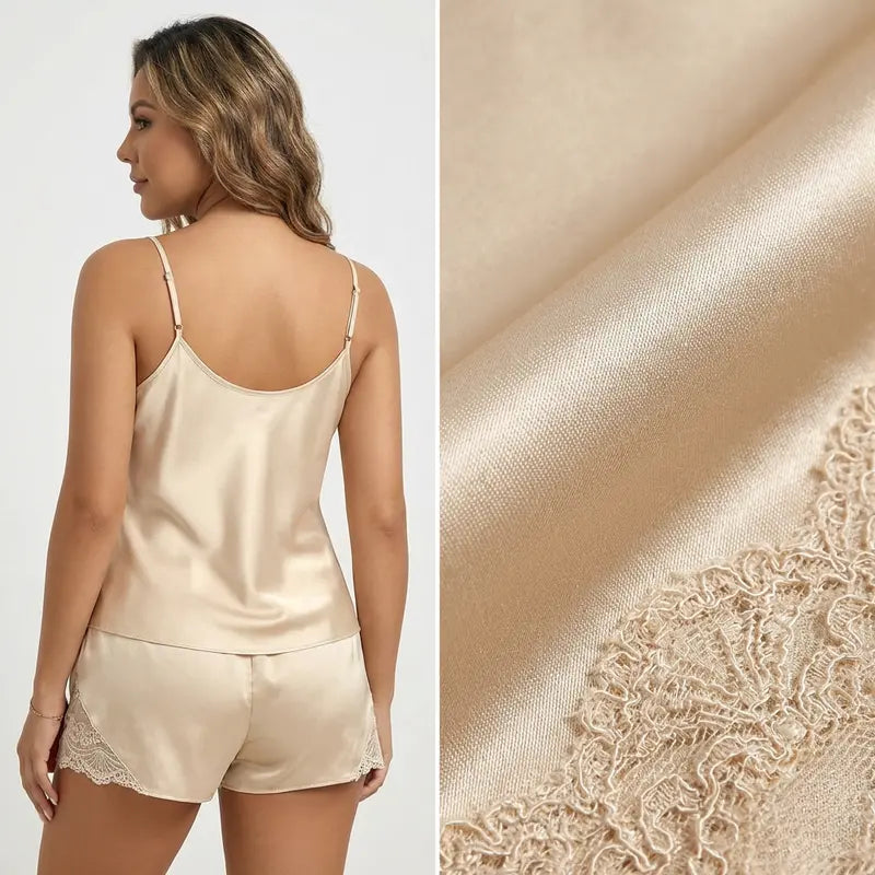 Pyjama Satin Sexy Femme Effet Soie Naturelle
