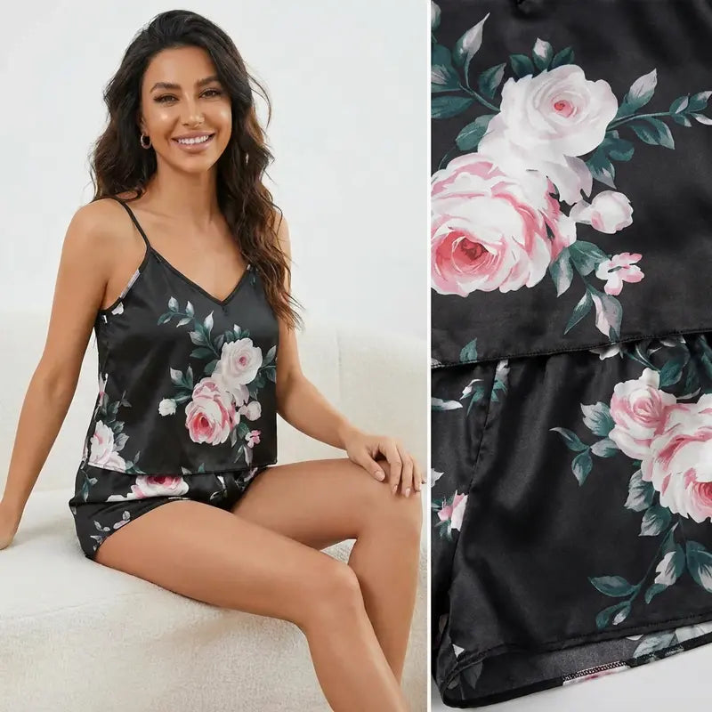 Pyjama Satin Sexy Femme Pour Escapade Romantique