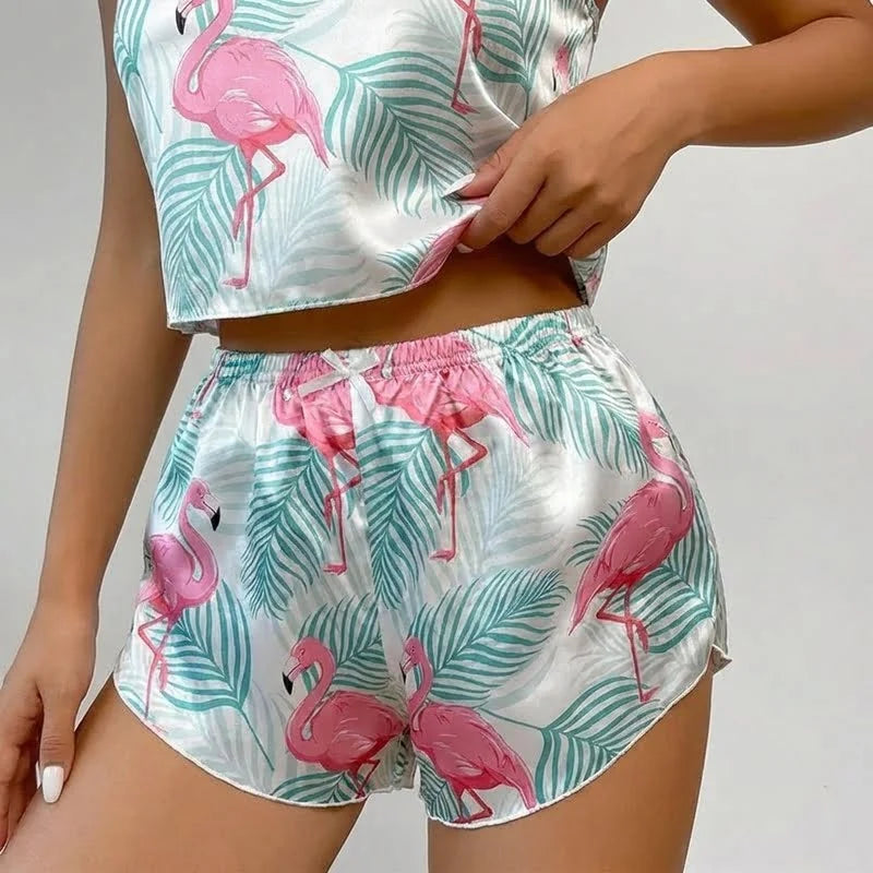 Pyjama Satin Sexy Femme Haut Et Short Assortis