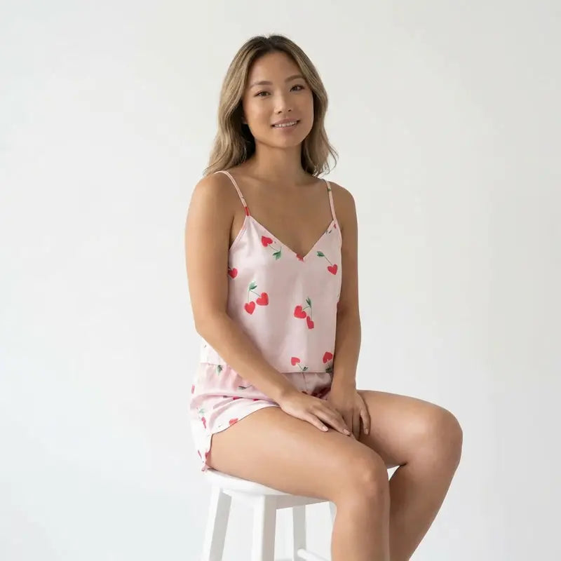 Pyjama Satin Sexy Femme Pour Saint Valentin