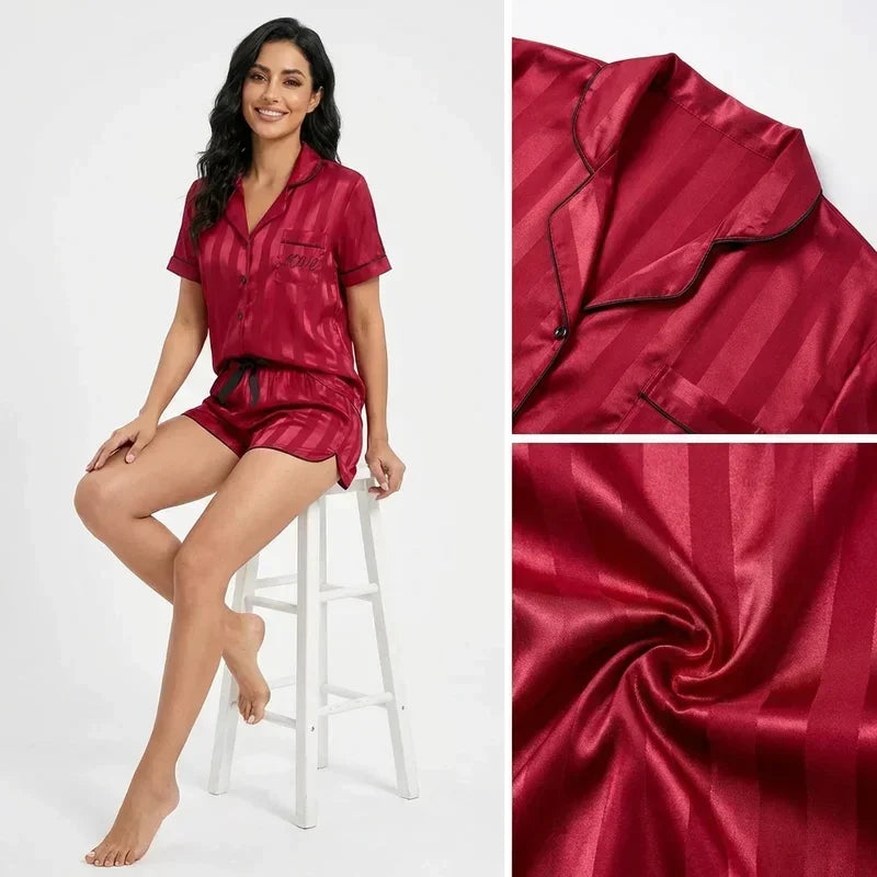 Pyjama Satin Femme Rayures