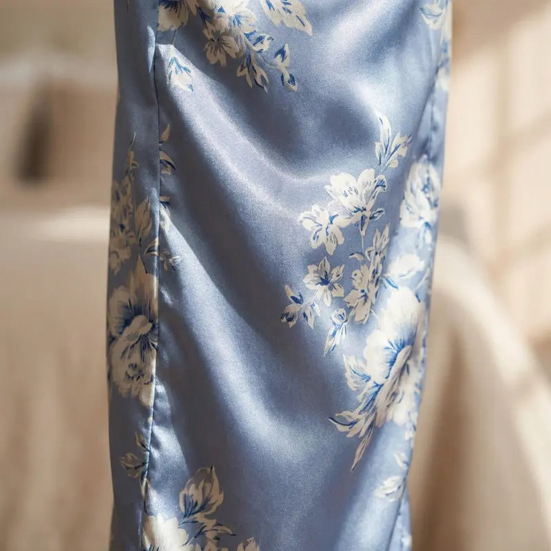 Pyjama Satin Sexy Femme Pour Rendez-Vous Galant