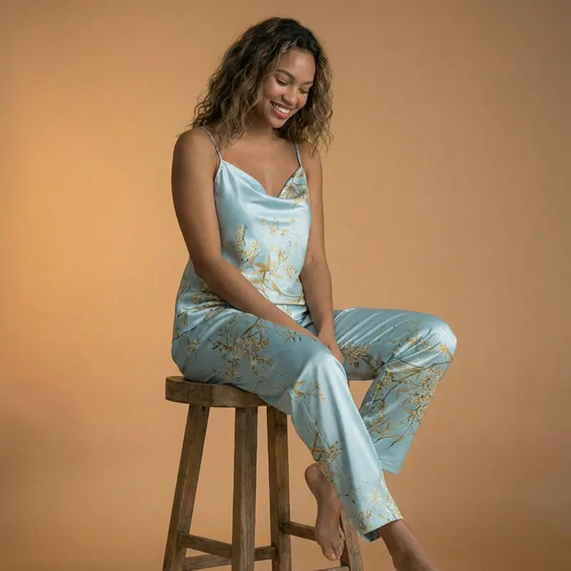 Pyjama Satin Sexy Femme Couture Délicate
