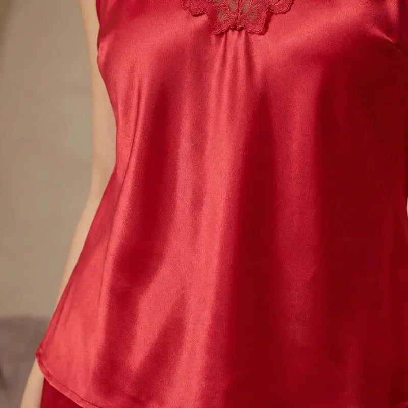 Pyjama Satin Rouge Femme