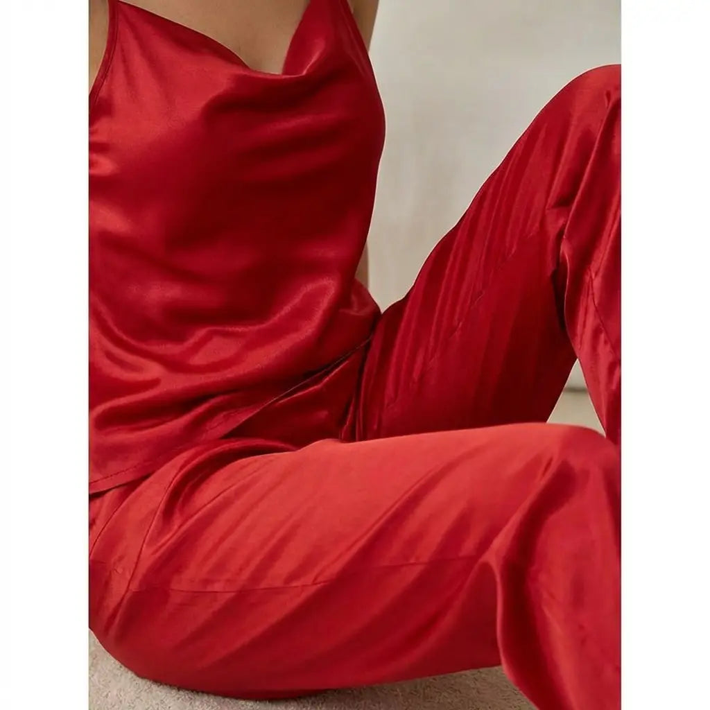Pyjama Satin Sexy Femme Rouge Passion